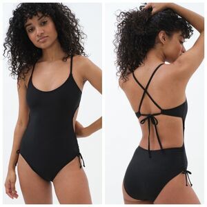 Aero Strappy One Piece Black Swimsuit Medium